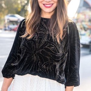 Chloé black velvet sweatshirt with gold embroidery